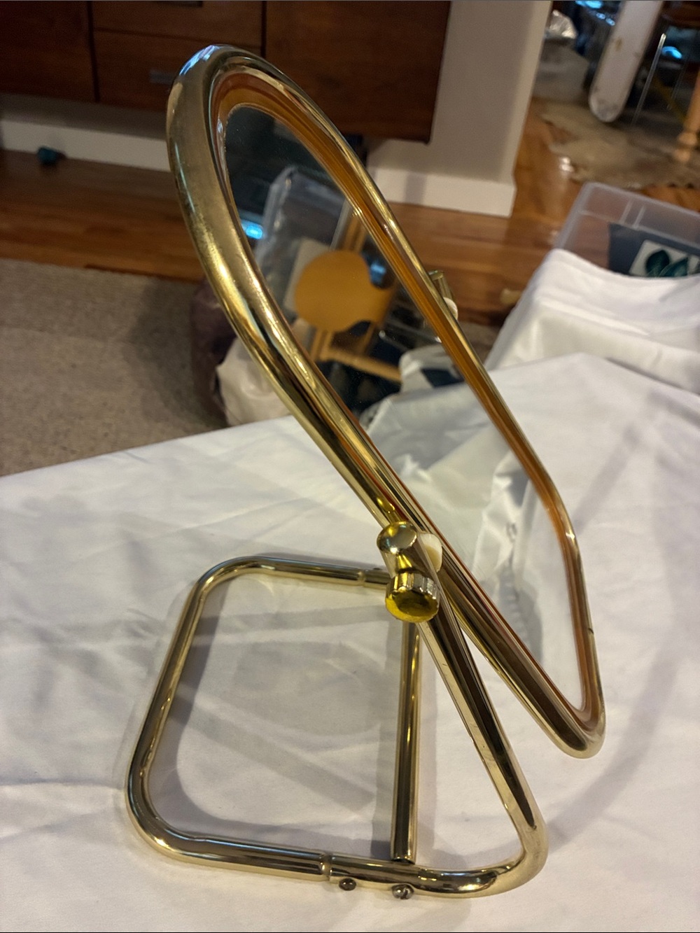 Brass Vanity Mirror Milo Baughman Style Vanity Top Decorative Brass Vintage EUC - Picture 8 of 13